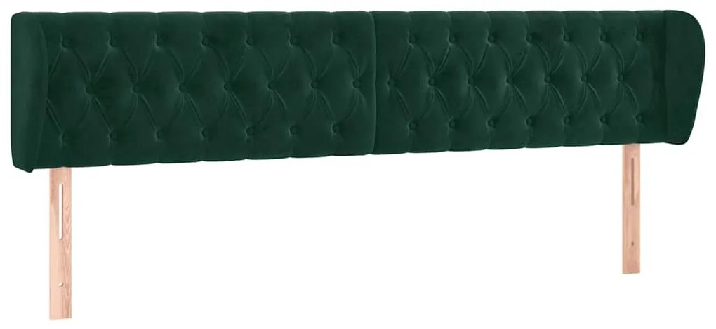 3117543 vidaXL Горна табла за легло с уши, тъмнозелена, 183x23x78/88см, кадифе