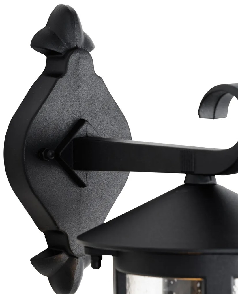 Класически външен стенен фенер черен IP44 - Herb