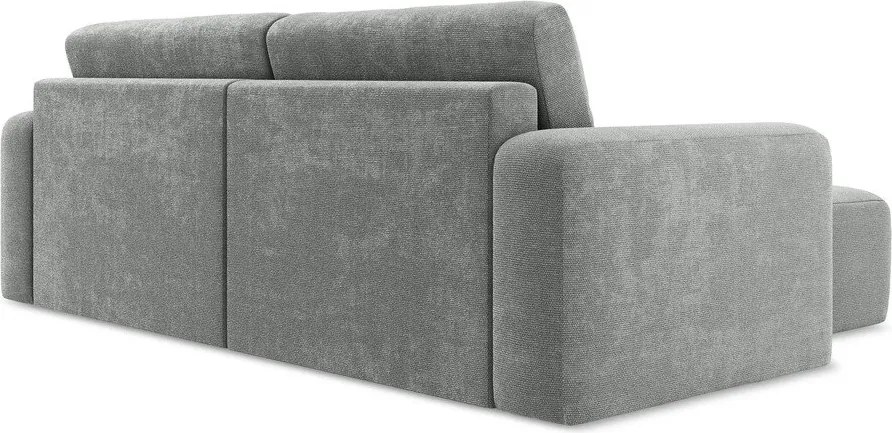 Сив шенилов сгъваем/с място за съхранение ъглов диван (ляв ъгъл) Kona – Makamii
