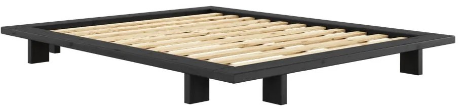 Черно двойно легло от борова дървесина с решетка 160x200 cm Japan - Karup Design
