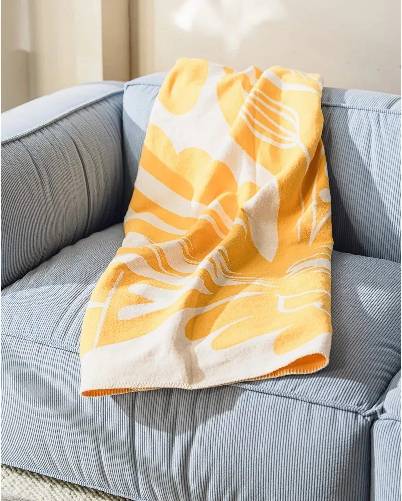 Жълто одеяло 165x200 cm Lino – noo.ma