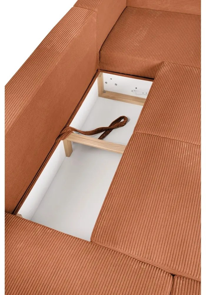 Оранжев сгъваем ъглов диван от рипсено кадифе (ляв ъгъл/"U" форма) Tori – Bonami Selection