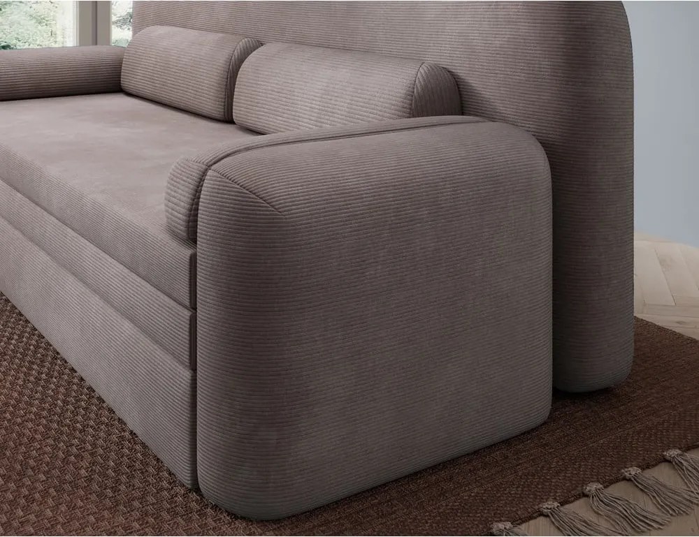 Кафяв разтегателен диван с място за съхранение от рипсено кадифе 236 cm Elioss – ELTAP