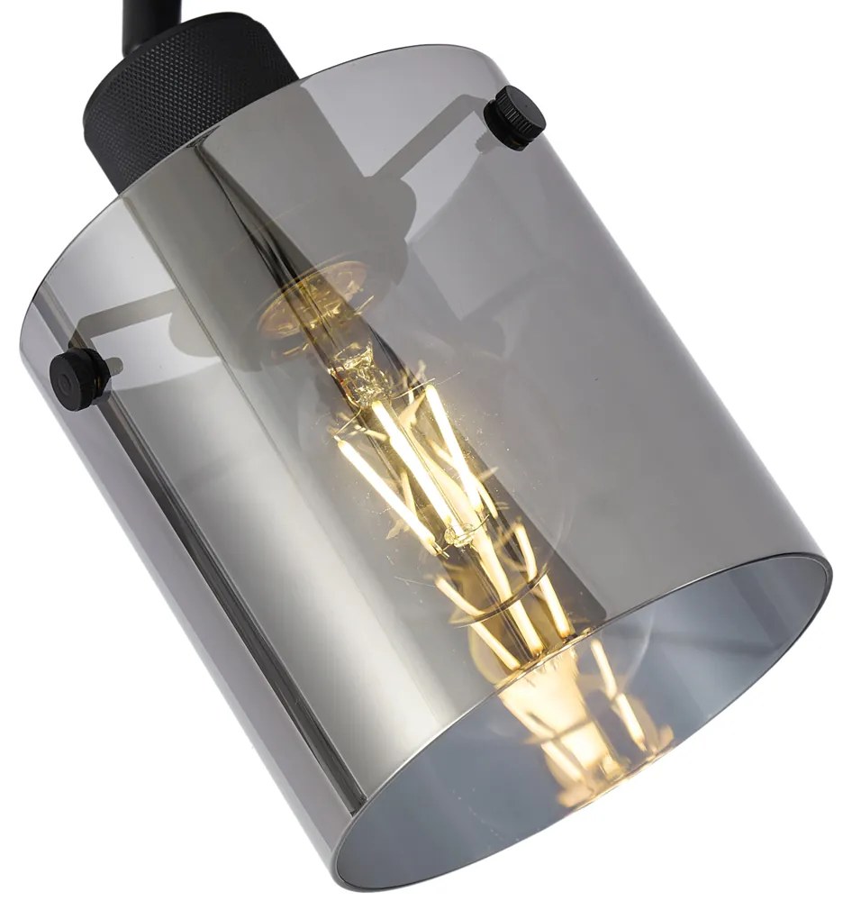 Дизайнерски стенен прожектор черен с димно стъкло - Domo