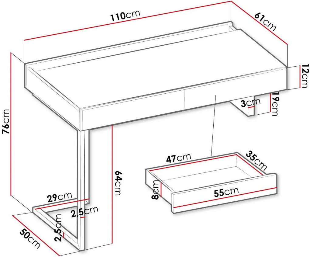 Бюро Teen Flex I -Дължина: 110 cm