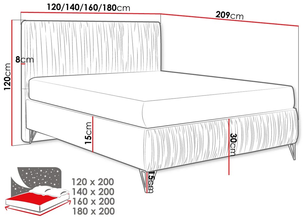 Тапицирано легло Mars-Somon-120 x 200