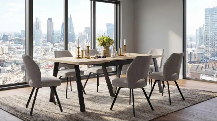 ТУЛИП Тъмно бежово (тъкан UF980-03) - МОДЕРЕН ТАПИЦИРАН СТОЛ ЗА ДНЕВНА/ТРАПЕЗАРИЯ/ОФИС ЛОФТ