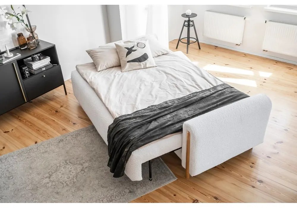 Сив разтегателен диван с място за съхранение от букле 244 cm Arcadova – ELTAP