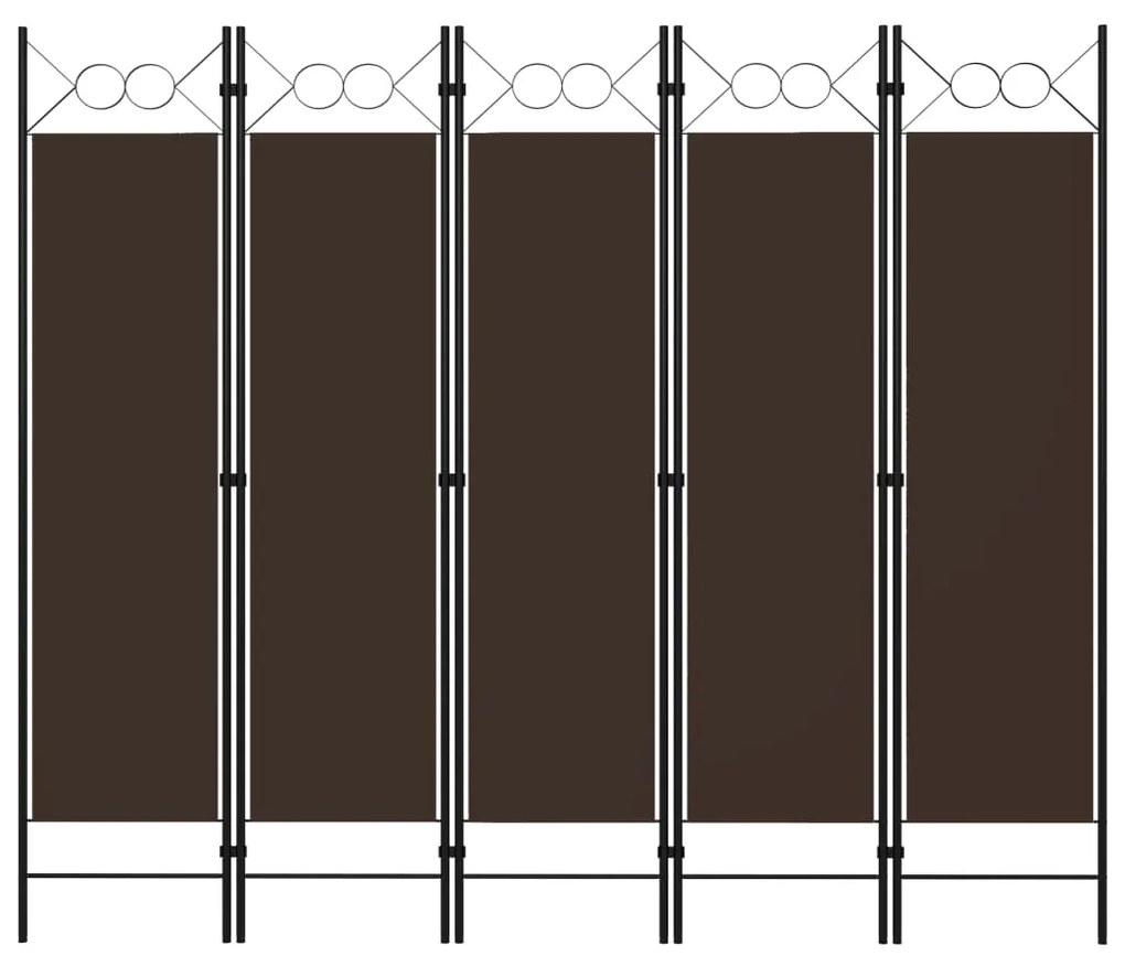 Sonata Параван за стая, 5 панела, кафяв, 200x180 см