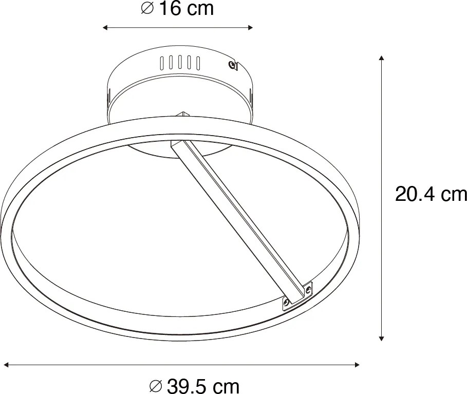 Дизайнерски плафон черен с LED 3-степенен димер - Anello