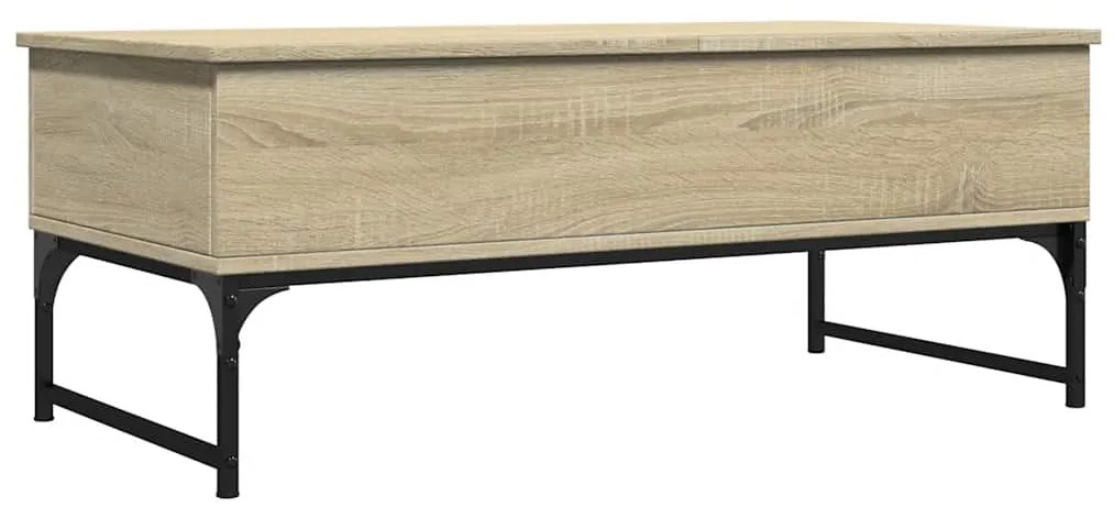845377 vidaXL Кафе маса, дъб сонома, 100x50x40 см, инженерно дърво и метал