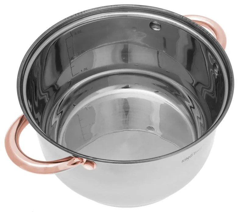 Комплект тенджери и тиган Kinghoff KH 1765, 12 ч, Индукция, Инокс/розово злато