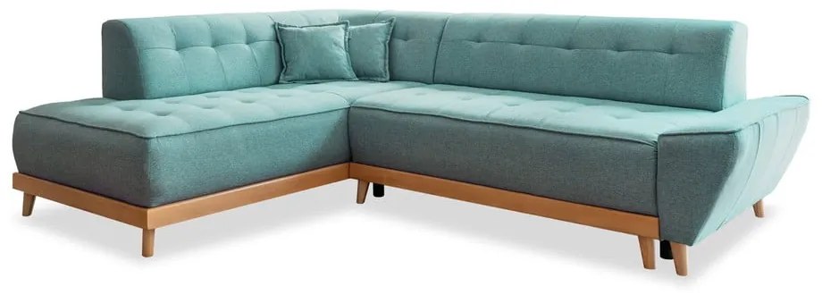 Тюркоаз разтегателен ъглов диван (ляв ъгъл) Dazzling Daisy – Miuform