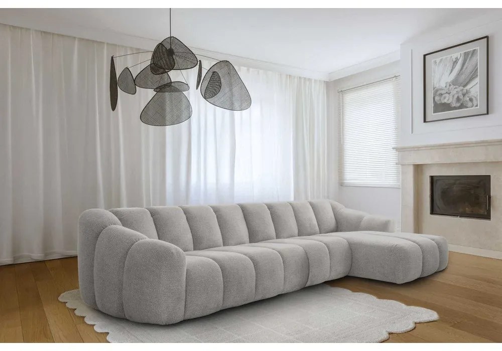 Светлосив ъглов диван (десен ъгъл) Shell – Miuform