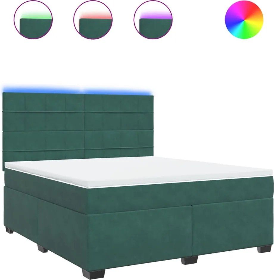 3293281 vidaXL Боксспринг легло с матрак, тъмнозелено, 180x200 см, кадифе