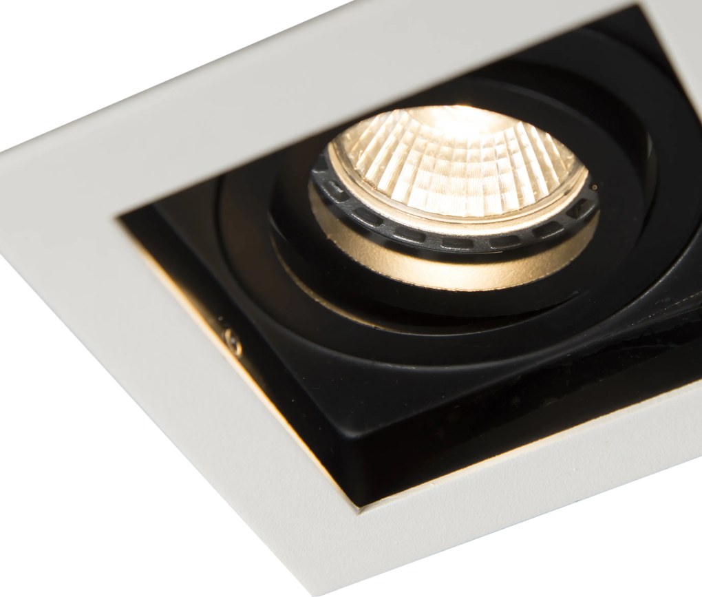 Комплект от 6 модерни вградени прожектора бели с черни регулируеми - Carree