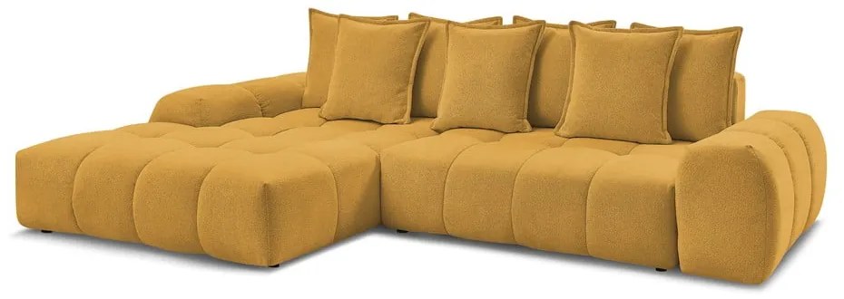 Шенилов сгъваем/с място за съхранение ъглов диван в цвят горчица (ляв ъгъл) Everest – Bobochic Paris