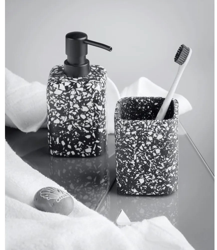 Черна чаша за четки за зъби Terrazzo - Wenko