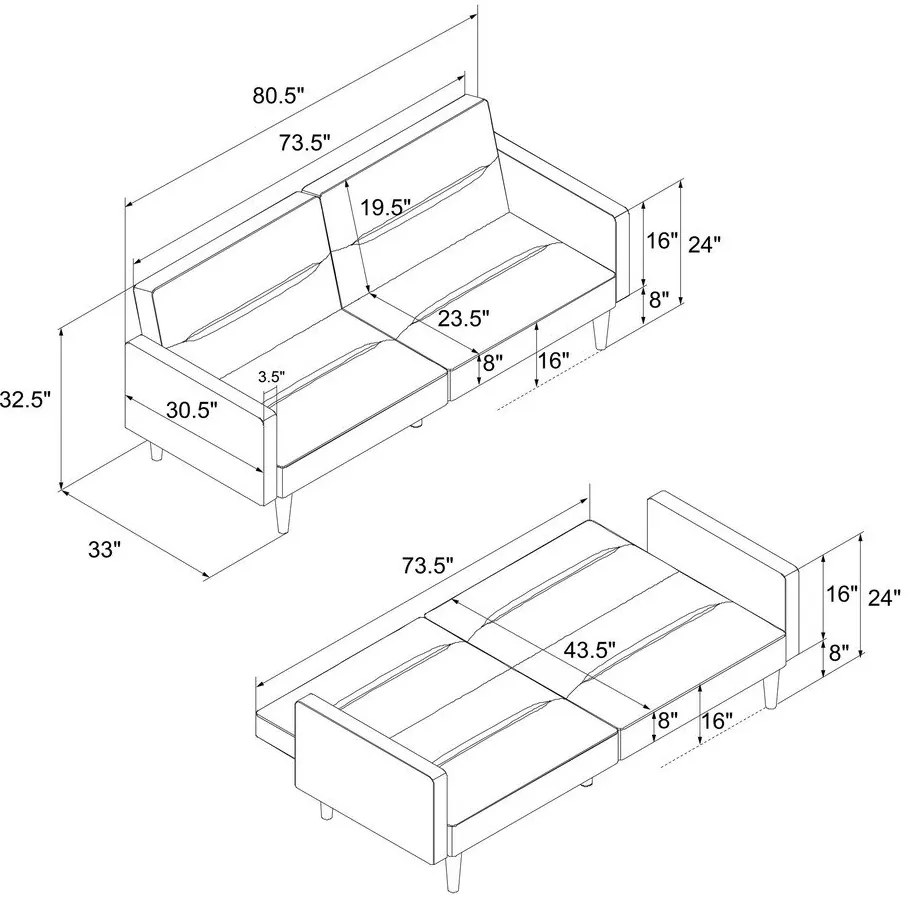 Тъмносин разтегателен диван Mainstays - Støraa