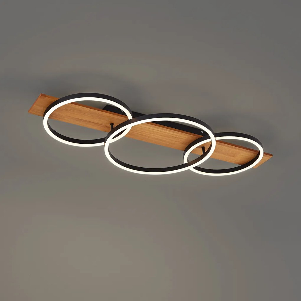 Дизайнерска таванна лампа черна кръгла вкл. LED 3-степенно димиране 3-лампи - Nimue