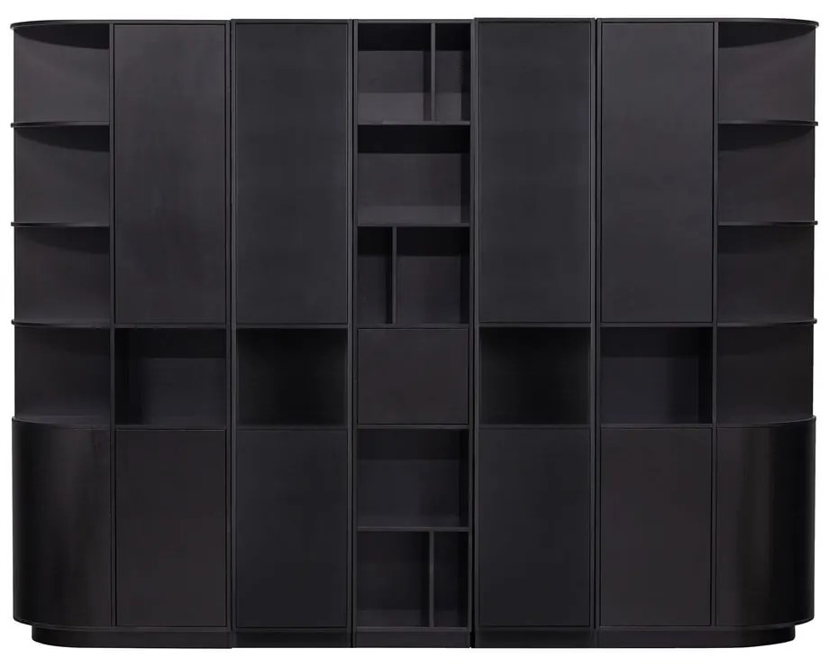 Черна модулна библиотека от масивен бор 276x210 cm Finca – WOOOD