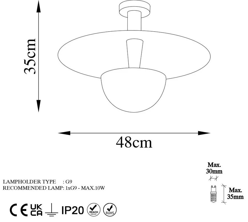 Осветително тяло за таван в меден цвят с метален абажур ø 48 cm Kurt – Opviq lights
