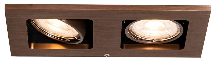 Комплект от 6 вградени спота тъмен бронз правоъгълни 2-светлини регулируеми - Qure