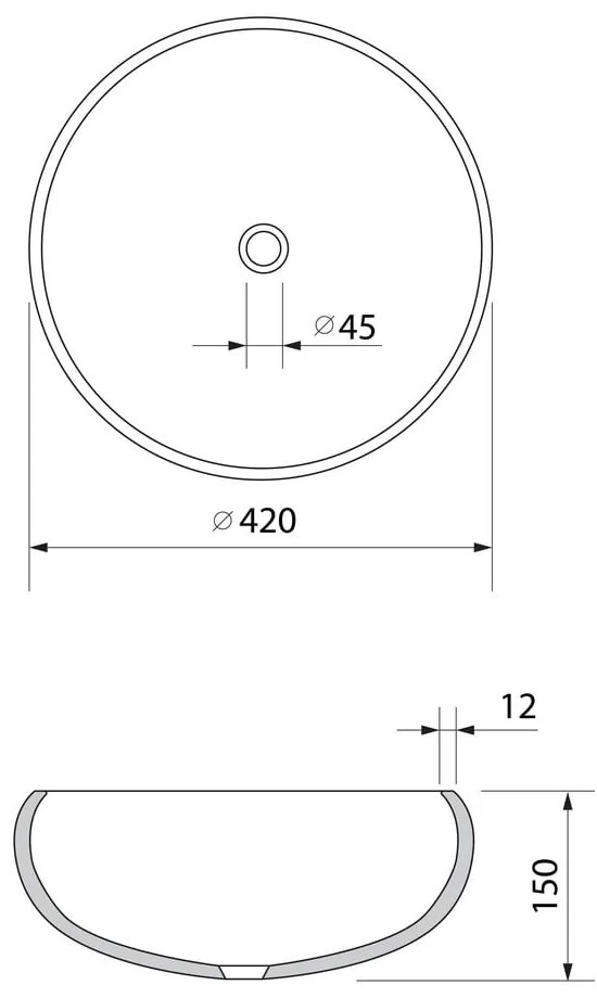 Черна стъклена кръгла мивка ø 42 cm Gaviota – Sapho