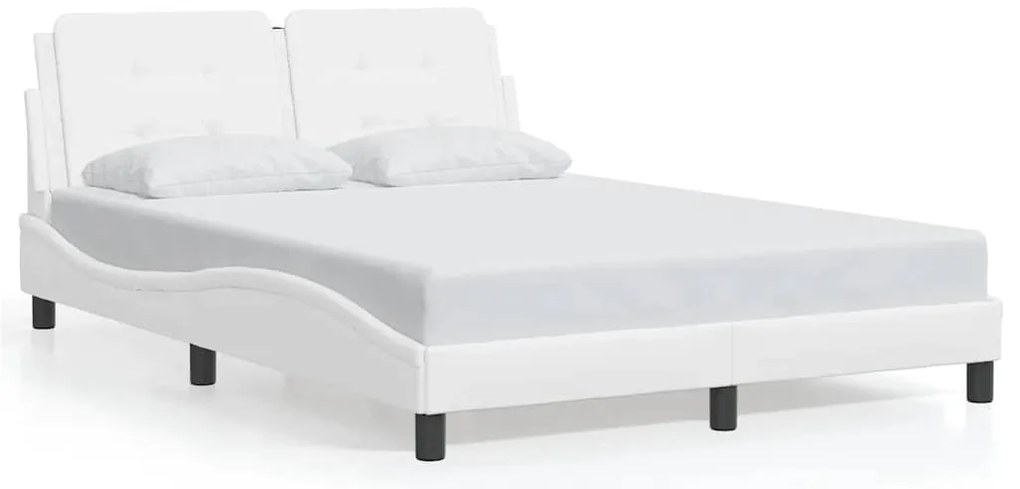 3208178 vidaXL Рамка за легло без матрак Zadar, бяла, 140x190 см изкуствена кожа