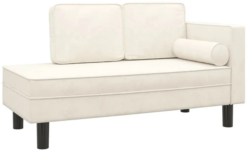 340712 vidaXL Кушетка с възглавници и болстер кремава кадифе