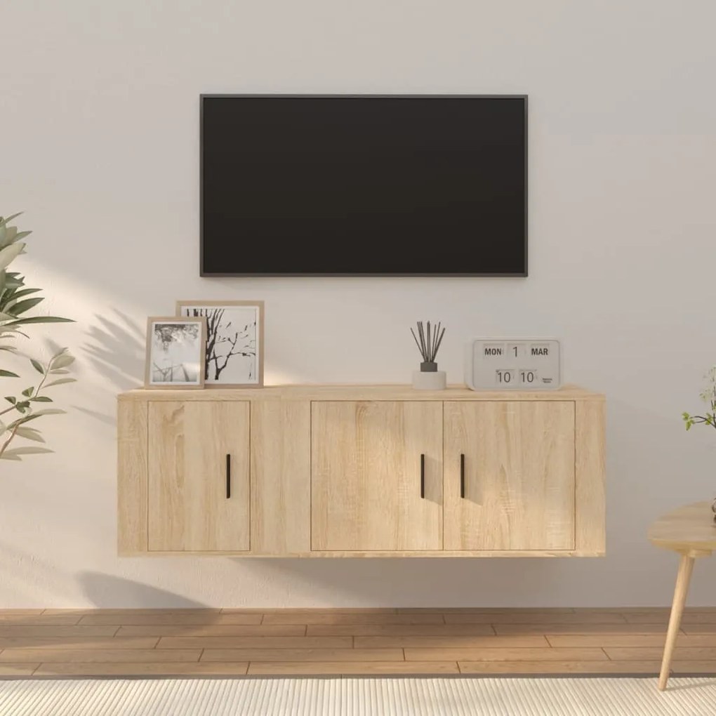 3188409 vidaXL Комплект ТВ шкафове от 2 части, сонома дъб, инженерно дърво