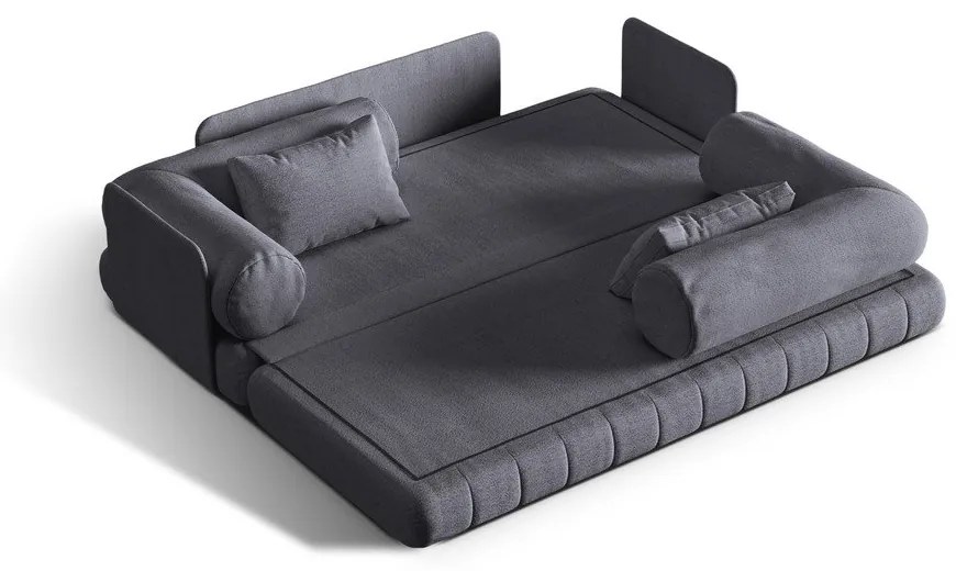 Тъмносив сгъваем диван от прежда с примки от букле 206 cm Kemi – Cosmopolitan Design