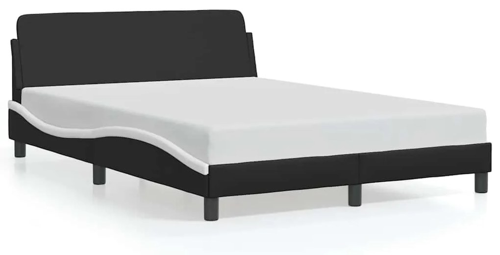 373203 vidaXL Рамка за легло Dover, черно-бяла, 140x200 см, изкуствена кожа