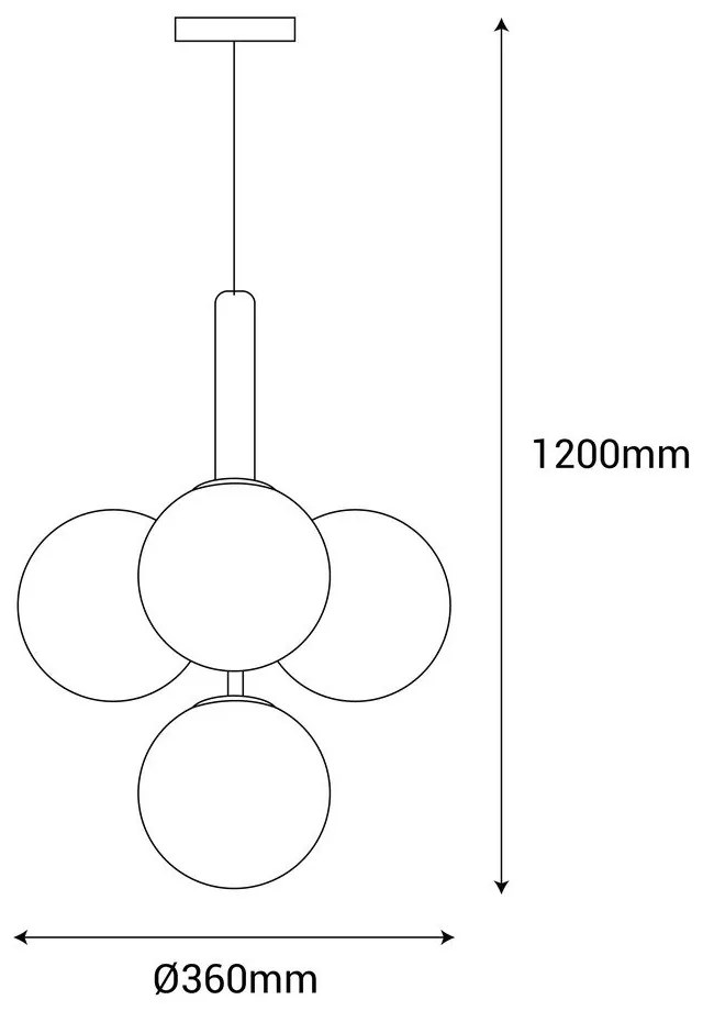 Черно висящо осветително тяло, височина 120 cm Musa - SULION