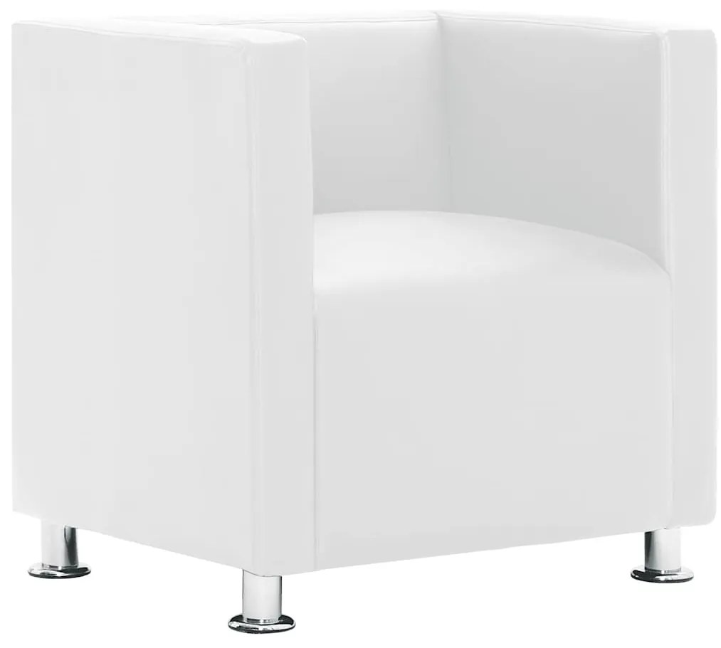 240069 vidaXL Фотьойл с кубична форма, бял, изкуствена кожа