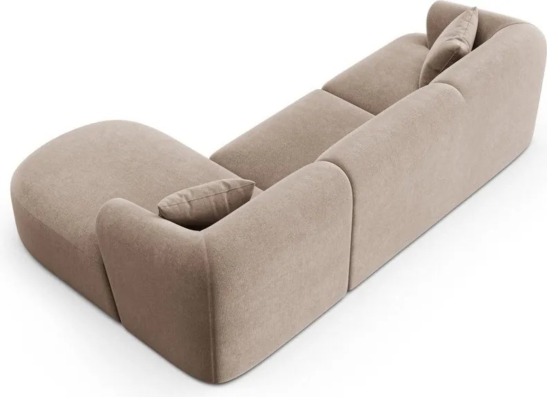 Светлокафяв кадифен ъглов диван (десен ъгъл) Campi – Cosmopolitan Design