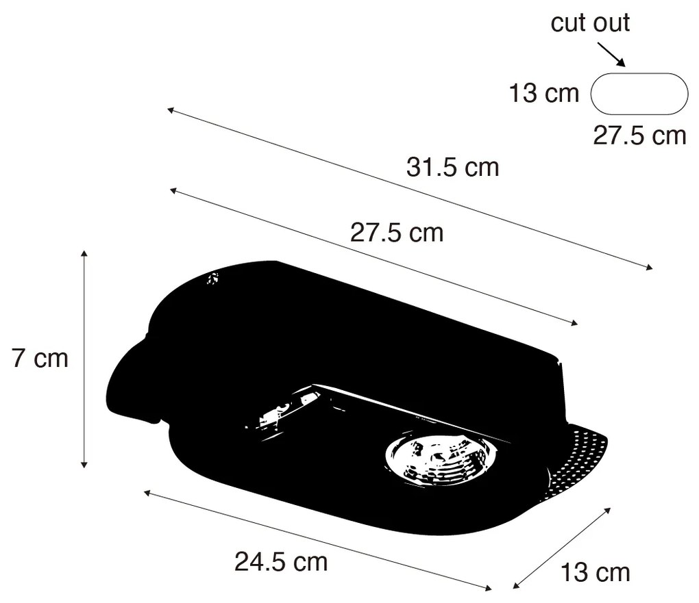 Кръгъл вграден прожектор черен GU10 70mm 2-светлина - Hubs