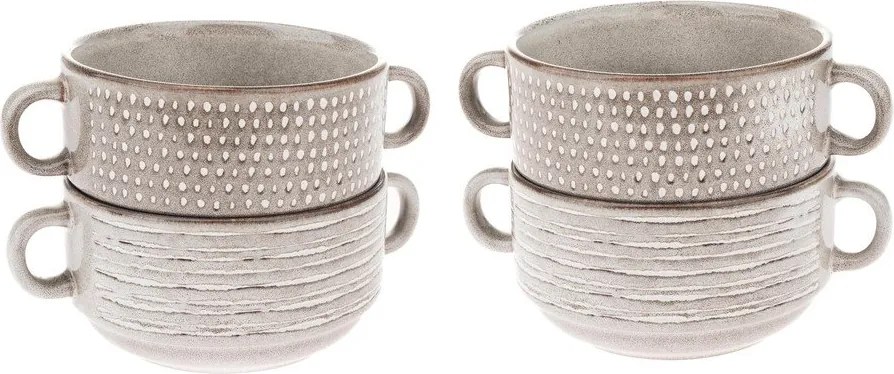 Светлокафяви керамични купички в комплект 4 бр. за супа 470 ml – Dakls