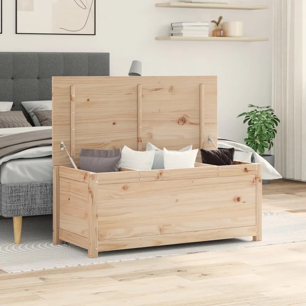 823539 vidaXL Кутия за съхранение, 110x50x45,5 см, борово дърво масив