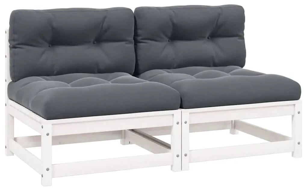 805736 vidaXL Градински средни дивани с възглавници антрацит, 2 бр, бор масив