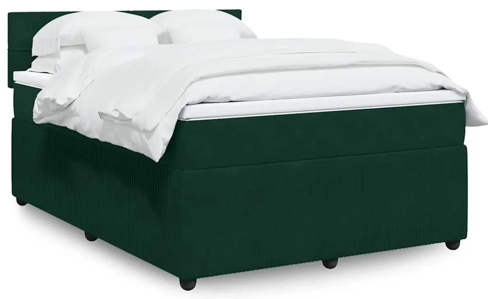3290085 vidaXL Боксспринг легло с матрак, тъмнозелено, 160x200 см, кадифе
