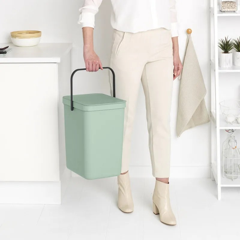 Кош за разделно събиране на боклук Brabantia Sort&Go 1005522, 25 л, Дръжка, Възможност за стенен монтаж, Светлозелен
