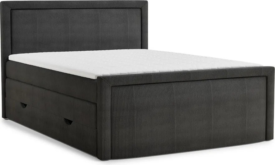 Антрацитно боксспринг легло 180x200 cm с място за съхранение Fresco – Maison de Rêve