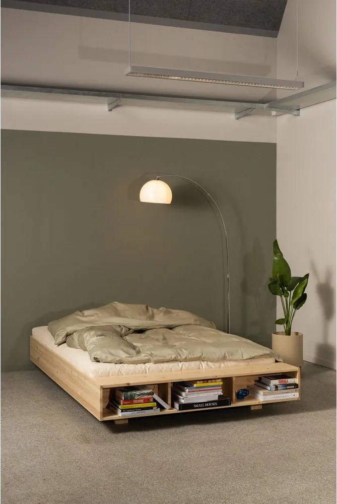 Двойно легло от масивен бор с включена подматрачна рамка в естествен цвят 140x200 cm Merge – Karup Design