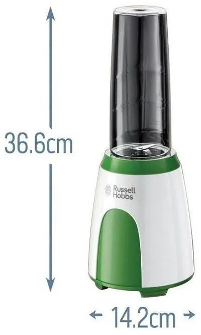 Блендер Russell Hobbs Explore Mix & Go Cool 25160-56, 300 W, 600 мл, Без BPA, Неръждаема стомана, Ергономичен дизайн, Бял/зелен