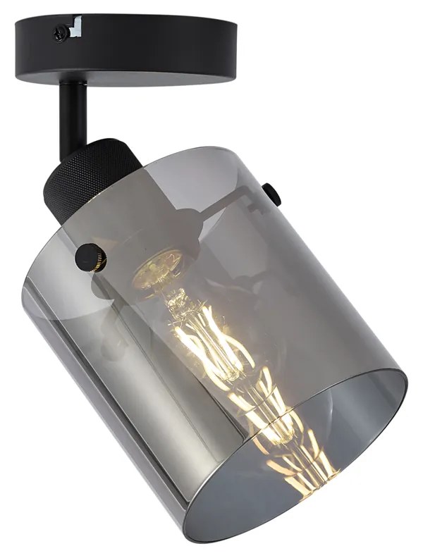 Дизайнерски стенен прожектор черен с димно стъкло - Domo