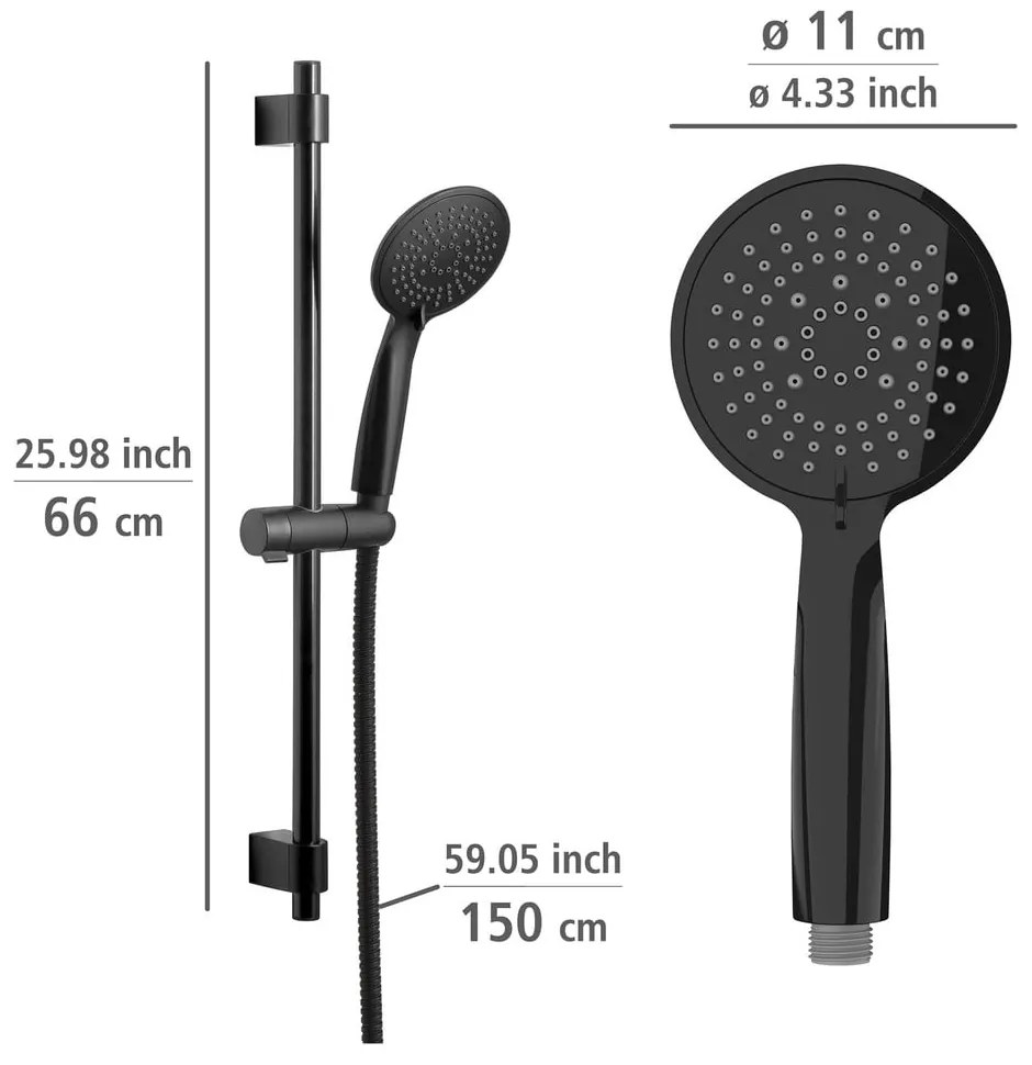 Душ комплект от черна неръждаема стомана 66cm Young - Wenko