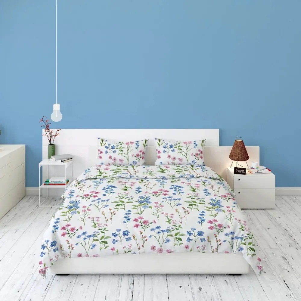 Топло фланелено спално бельо с мотив на ливадни цветя 2 части: 1 бр. 140x200 + 1 бр. 70x80