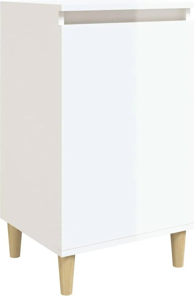 819632 vidaXL Нощно шкафче, бял гланц, 40x35x70 см, инженерно дърво