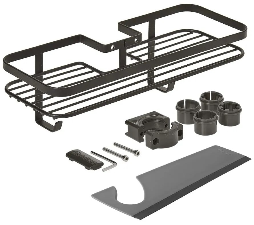 Матово черен самоносещ стоманен рафт за баня Lava - Metaltex